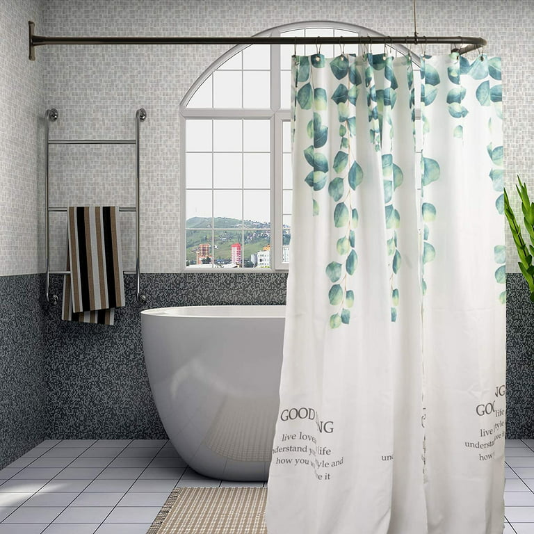 L Shaped Shower Curtain Rod Bathroom Bathtub Corner With Ceiling Support Matt Black Com