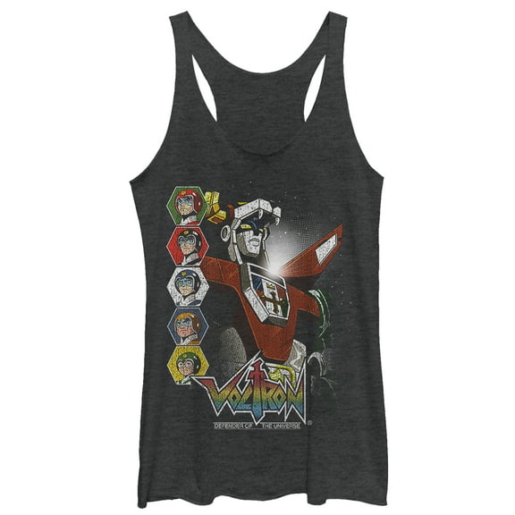 Women's Voltron: Defender of the Universe Character Panels  Racerback Tank Top Black Heather Small