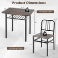 thumbnail image 3 of Gymax 3-Piece Rectangular Dining Table&Chairs Set Wooden Breakfast Nook w/Storage Rack Rustic Brown & Black, 3 of 10