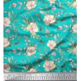 thumbnail image 1 of Soimoi Green Cotton Voile Fabric Leaves & Peony Floral Printed Fabric 1 Yard 42 Inch Wide, 1 of 3