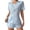Sky Blue, variant on Women's Pajamas Set Ribbed Knit Bow Decor Short Sleeve Collared Top & Ruffle Hem Shorts,Soft 2 Piece Sleepwear Loungewear for Ladies