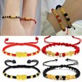 BLOPQ Fengshui Pixiu Beads Red Rope Woven Bracelet Bangle Handmade