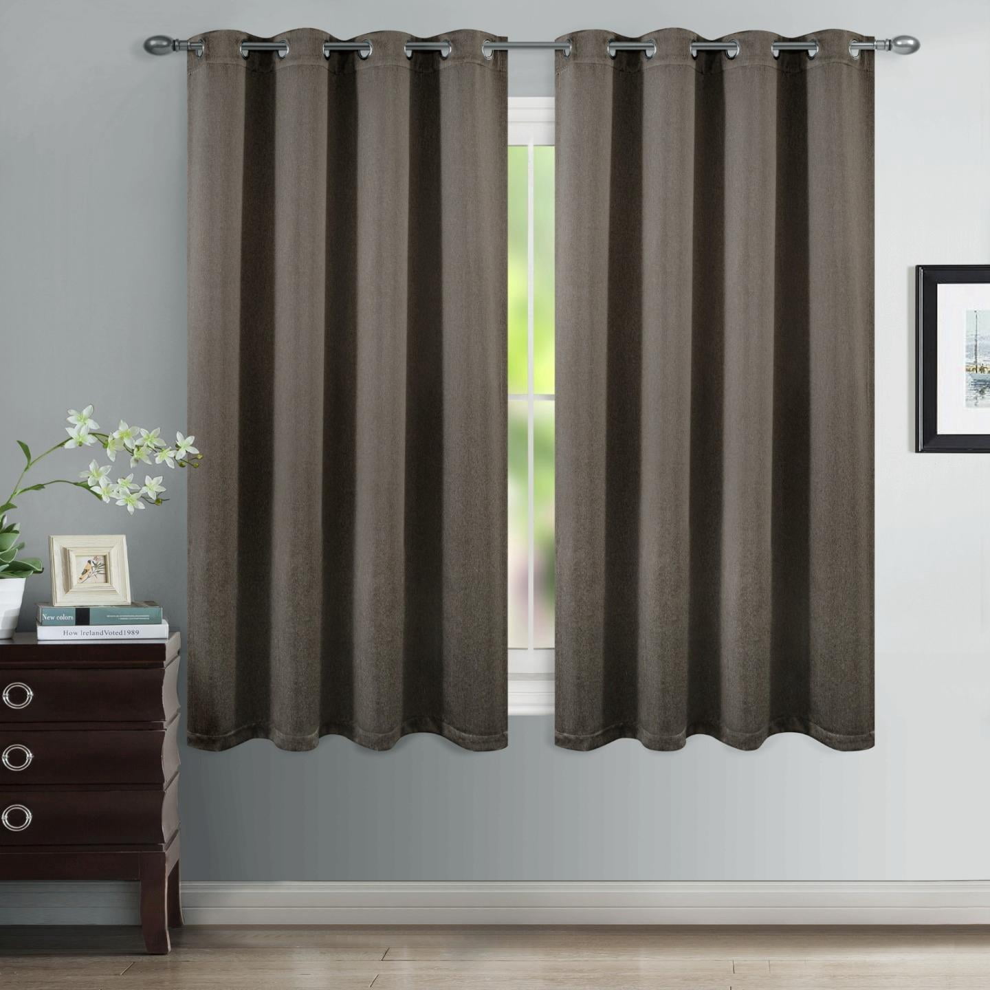 Luxe Weavers Pair of Window Panels Dark Taupe 100% Blackout Curtains 108" Length for Bedrooms, Energy Efficient Drapes