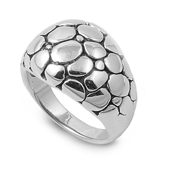 925 Sterling Silver Stone Paving Art Ring Size 7