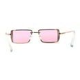 thumbnail image 4 of Pimp Luxury Rectangle Metal Jewel Side Visor Fashion Sunglasses Gold Pink, 4 of 5