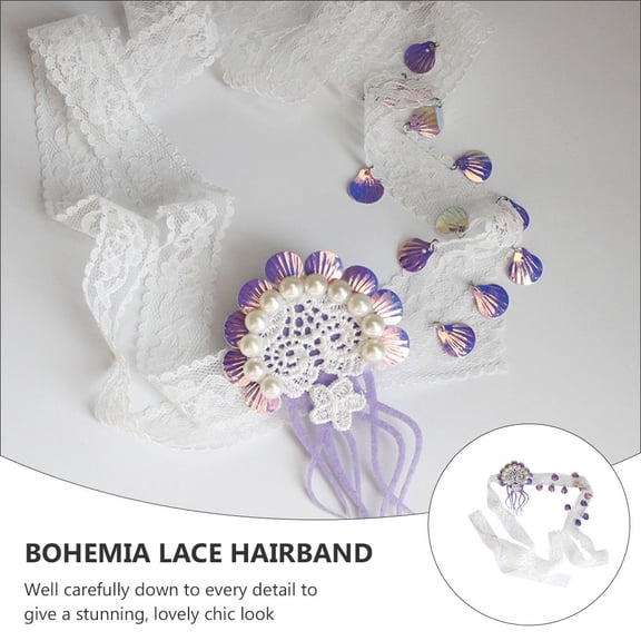 FENGGUIQU Bridal Lace Headband with Sequined Jellyfish for Elegant Events