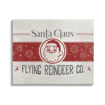 Playful Santa Claus Sign Red Striped Snowflake Design Holiday Graphic Art Gallery-Wrapped Canvas Print Wall Art
