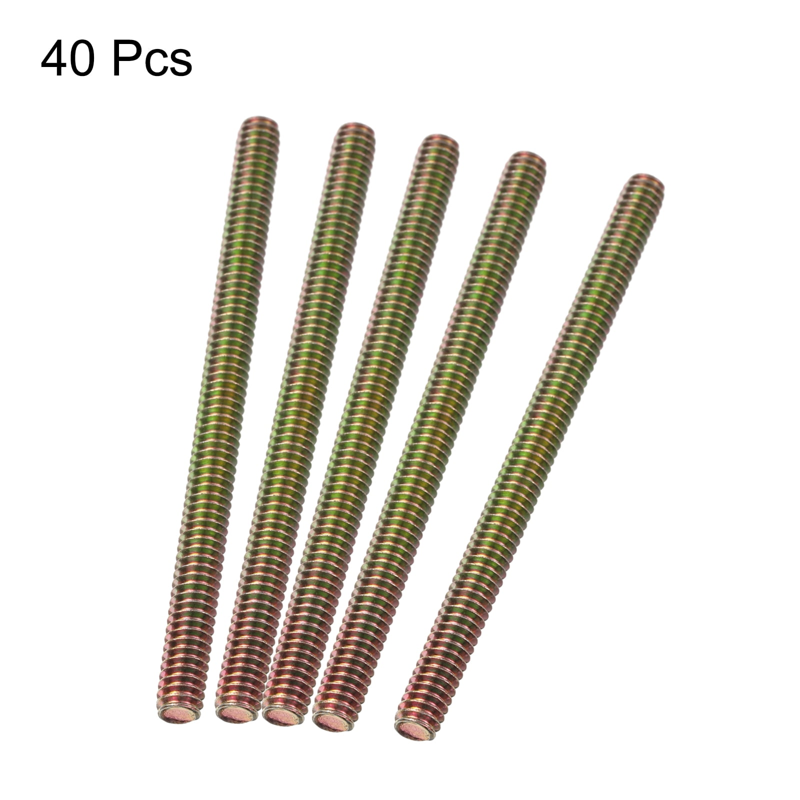 Uxcell 40pcs Fully Threaded Rods 1/4 x 3-1/2 Inch for Mounting Assembly Fastening, Colorful Zinc