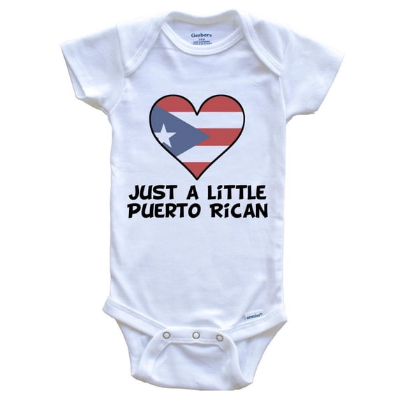 Just A Little Puerto Rican Baby Bodysuit - Funny Puerto Rico Flag Baby Bodysuit, 0-3 Months White
