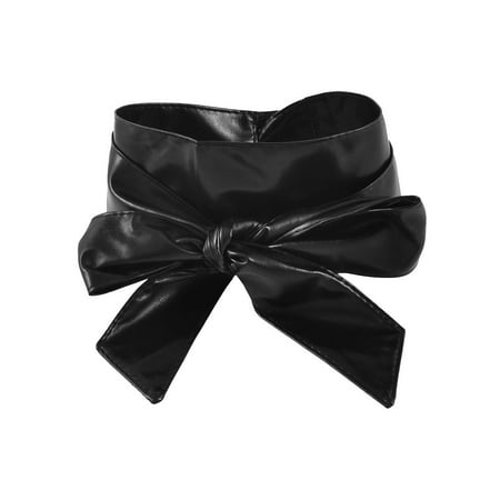 - Women Lady Faux Leather Waistband Waist Belt Strap Black