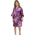 thumbnail image 1 of Girls Kids Daffodils Silky Satin Kimono Robe for Wedding Spa Party, Short, 1 of 6