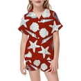 thumbnail image 2 of RMGVDSD Girls Clothes 2PCS Outfit Girls Pajamas Set Cartoon Print Short Sleeve Shirt And Shorts Sleepwear Set Kids Soft Comfortable Loungewear Outfits 10-11 Years, 2 of 4