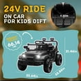 thumbnail image 6 of Ambifirner 24V Kids Ride on Car with Remote Control, 2 Speeds Toys Car w/ 80W Motors, 2 Seater Ride on Truck, Bluetooth Music, LED Lights, 4 Wheels Suspension Black, 6 of 7