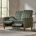 thumbnail image 3 of GDF Studio Manville Contemporary Faux Leather Tufted Loveseat Pushback Recliner, Gray Fabric and Dark Espresso, 3 of 13
