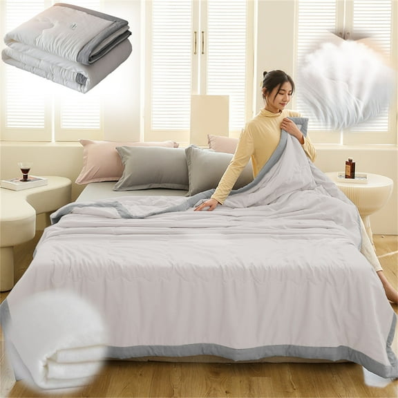 Cooling Blanket Queen Size,Ultra Soft Cooling Touch Fabric Blanket for Hot Sleepers,Lightweight Summer Breathable Cooling Bed Comforter for Night Sweats,Grey,59.06" x 78.74"