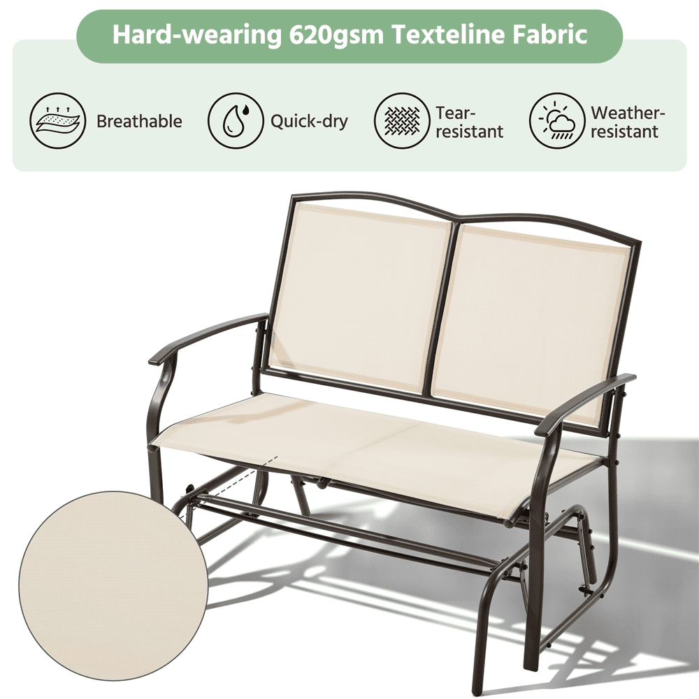 Renwick 2-Person Patio Glider Bench with Steel Frame, Beige
