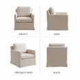 thumbnail image 3 of 30'' Wide Swivel Accent Chair, Mid Century Upholstered Reading Chair with Removable Back Cushion, 360 Degree Comfy Armchair Single Sofa Chair for Living Room, Nursery, Beige, 3 of 9