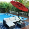 thumbnail image 2 of MAISON ARTS  10ft 3 Tiers Patio Outdoor Umbrella Matched with most Patio Table with Ventilation Auto-tilt and Crank Lift Orange Red, 2 of 5