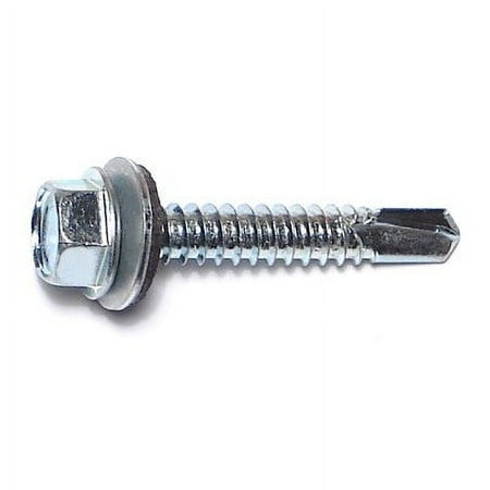 

#14-14 x 1-1/2 Zinc Hex Bonded Washer Head Self-Drilling Screws (100 pcs)