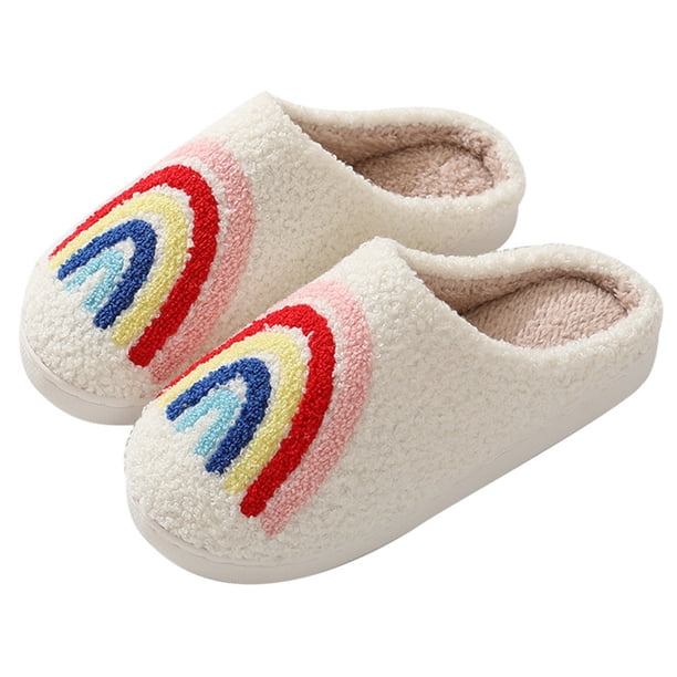 Pantuflas térmicas planas Rainbow antideslizantes cómodas para hombres y mujeres (38-39)
