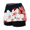 thumbnail image 4 of Flowy Tennis Skirts for Women Inner Shorts Floral Printed Flowy Shorts Stretchy Casual Women's Yoga Shorts,Red,L, 4 of 5