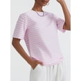 thumbnail image 6 of Komoo Women Oversized Striped T-Shirt Short Sleeve Crewneck Basic Shirt 2024 Fashion Summer Tee, 6 of 7