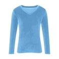 thumbnail image 4 of Velvet Tops for Women Long Sleeve Crewneck Dressy Elegant Date Night Velour Shirts, Light Blue Fashionable top, 4 of 4
