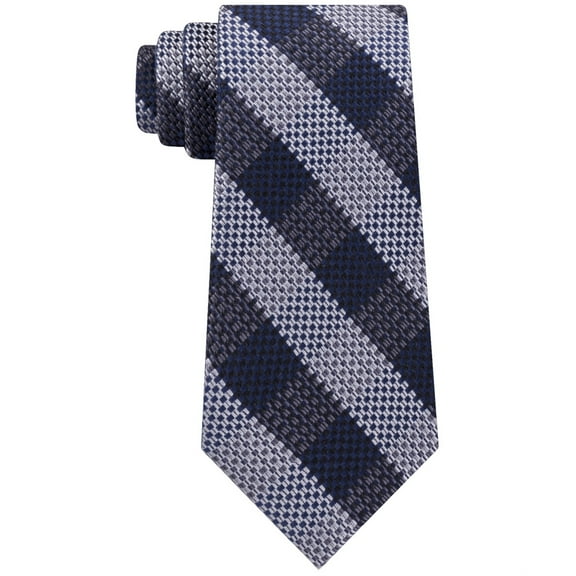 Michael Kors Mens Natte Check Silk Self-tied Necktie, Blue, One Size