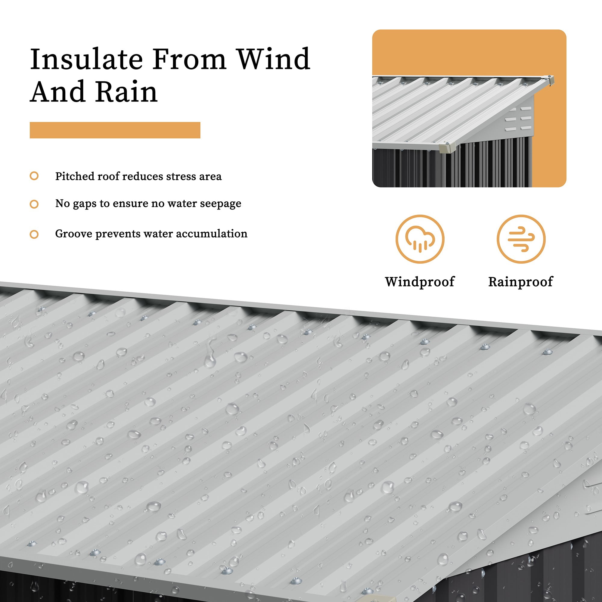 Sobaniilo 5x3x6FT Outdoor Steel Storage Shed, Lockable, Waterproof