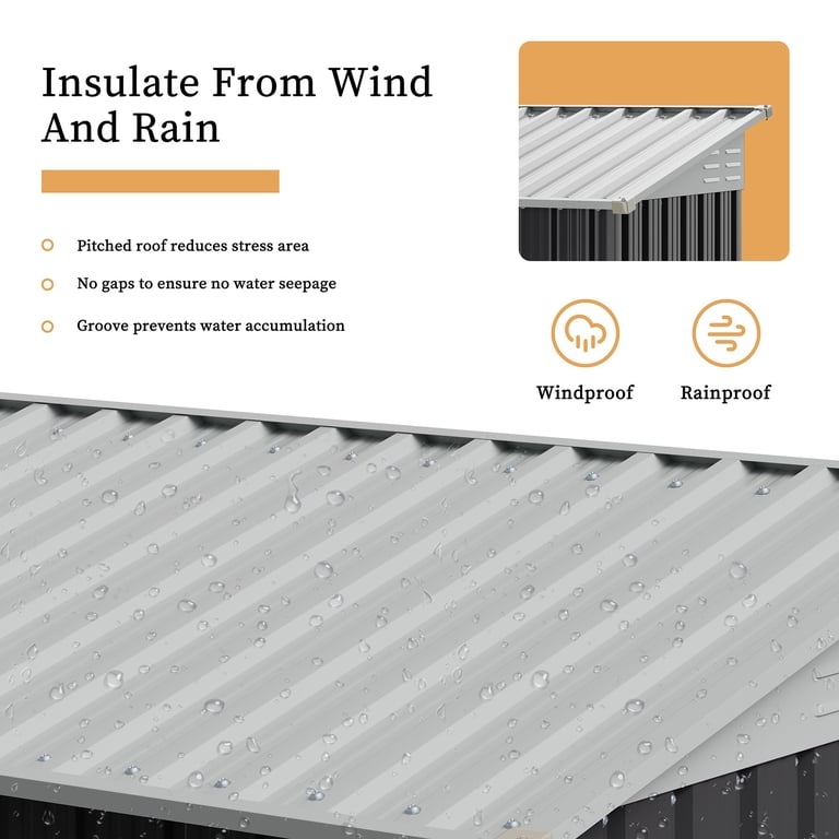 Sobaniilo 5x3x6FT Outdoor Steel Storage Shed, Lockable, Waterproof