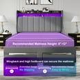 thumbnail image 6 of Amolife Full Size Platform Bed Frame with 2-Tier LED Storage Fabric Wingback Headboard & 2 Storage Drawers, USB & Type-C Charging Ports, Dark Grey, 6 of 12