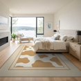 thumbnail image 3 of ODIKA 9'x12' Washable Area Rug With Striped Border And Farmhouse Patchwork Accents Spotted Cow Refined for Master Suite, California King, Under Bed, Non-Shedding, Easy Care, 3 of 7