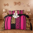 thumbnail image 2 of Erosebridal Leopard Print Stripes Duvet Cover Set,Chic Wild Animal Texture Bedding Full For Women Adults,Reversible Black,3 Pieces(No Comforter), 2 of 6