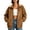 Brown, variant on Faux Suede Bomber Jacket for Women Lightweight Collared Zip Up Long Sleeve Cardigan Coat Loose Solid Color Fall Outerwear with Pockets M