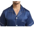 thumbnail image 5 of TKYCMSUAKI Men's Silk Pajamas Set Satin Button Down Short Sleeve Shirt Shorts 2 Piece Set Classic Sleepwear Loungewear 2024 Summer Nightwear Suit, 5 of 8