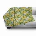 thumbnail image 3 of Yellow Flower Soft Flannel Fleece Blanket, Blooming Ranunculus Gardening Bedding Plants Leaves Watercolor Artwork, Cozy Plush for Indoor and Outdoor Use, 60" x 80", Yellow Fern Green, by Ambesonne, 3 of 6