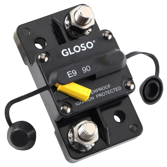 GLOSO E92 Hi-Amp Thermal Circuit Breaker, Surface Mount, Manual Reset (T3), 3/8" Diagonal Studs, 90 Amps