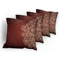 thumbnail image 5 of Ambesonne Burgundy Throw Pillow Cover 4 Pack, Ombre Flower Swirl Ivy, 24", Cream Ruby, 5 of 7