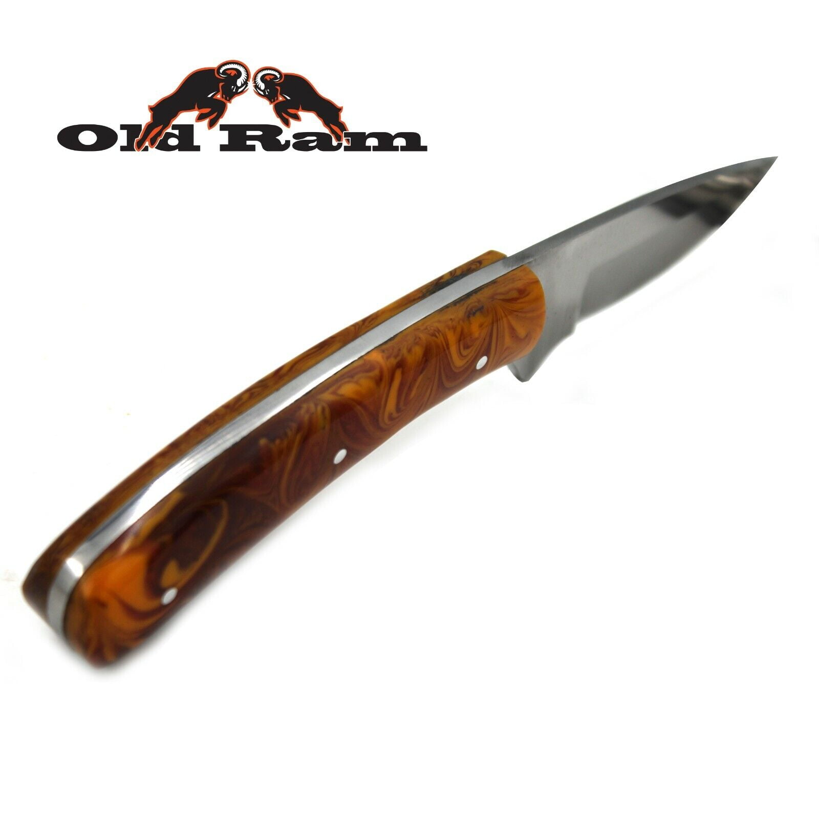Old Ram Collection Heavy Duty Fixed Blade Skinner Knife w/ Leather Sheath