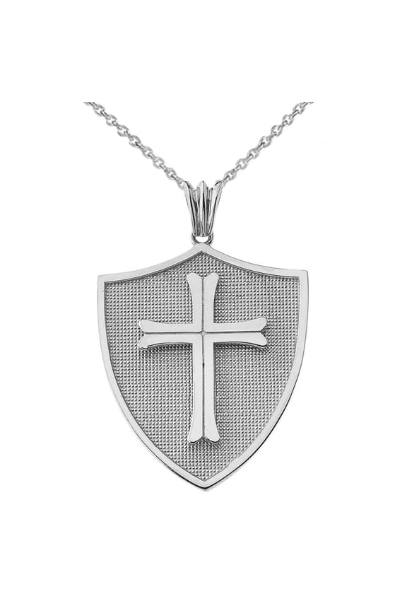 CRUSADER SHIELD IN WHITE GOLD : 10K Pendant only