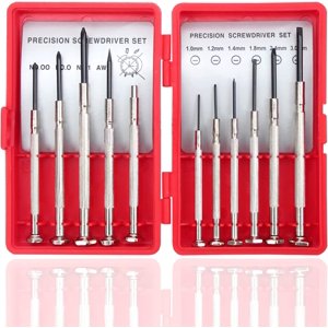 11PCS Mini Jeu de tournevis de précision, Petit tournevis pour l'électronique, Jouets, Ordinateur, Réparation de montres, Mise à niveau de la Tougher de boîte rouge