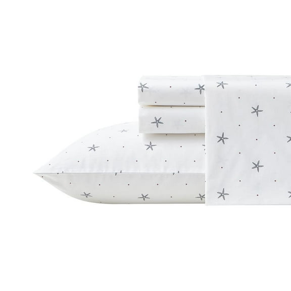 Star Spangled Coastal 3-Piece Blue Percale Cotton Twin Sheet Set