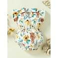 thumbnail image 2 of Coduop Baby Girls Romper,Fly Sleeve Turn-down Collar Button Closure Cactus Cow Print Bodysuit, 2 of 9