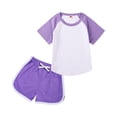 thumbnail image 4 of Summer Outfits Girls 2 Piece Raglan Sleeve T Shirt and Shorts Athletic Lounge Set, 4 of 4
