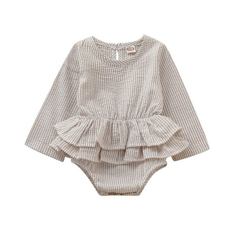 

Infant Baby Girl Ruffles Tutu Bodysuit Cotton Long Sleeve Romper