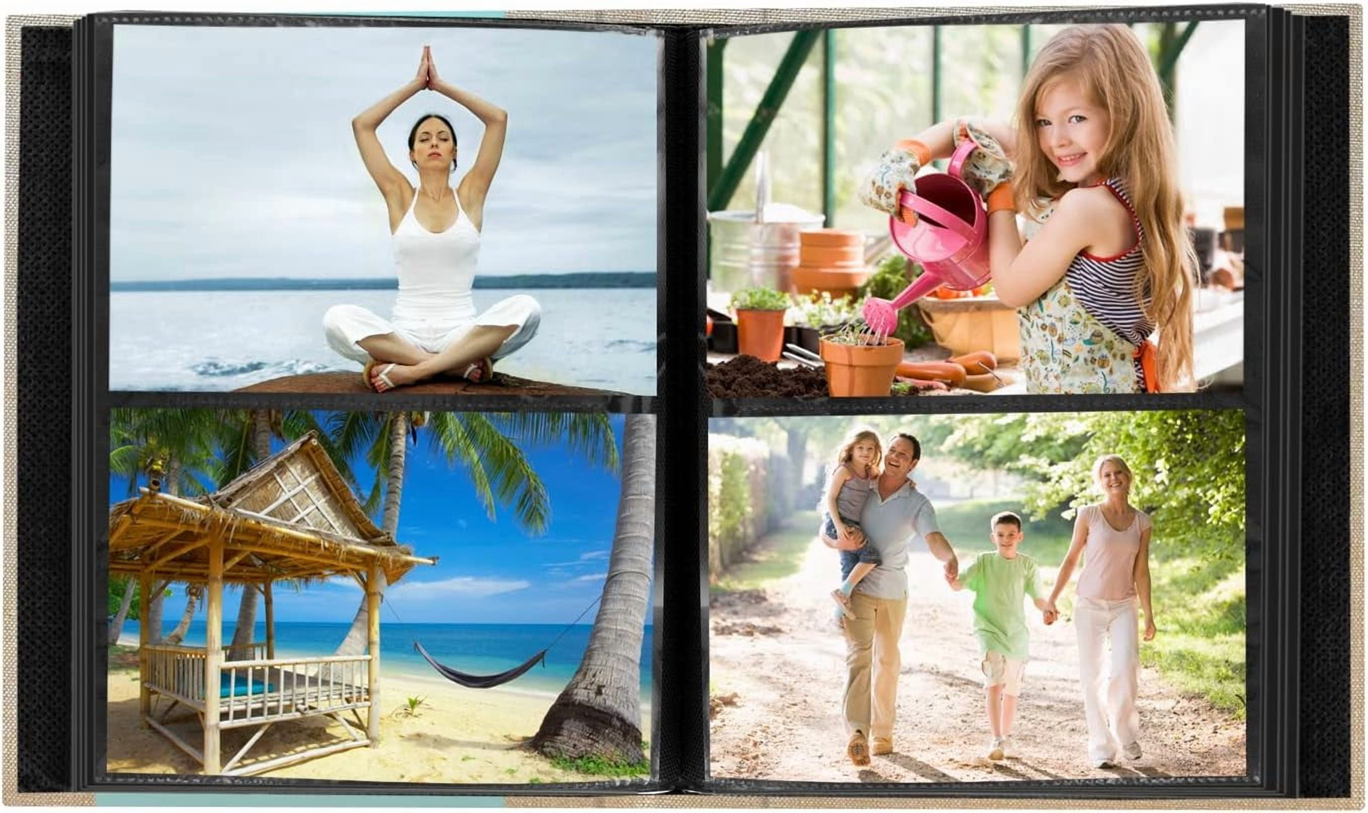 Gold Design Embossed Seagrass Crystal Palm album holds 200 4x6 photos - 4x6