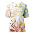 thumbnail image 4 of TSADFHJI Hauts Femmes Hiver Noël Mode Rétro Coloré Ample Décontracté Col Rabattu T-Shirt Manches Courtes TG Bleu, 4 of 5