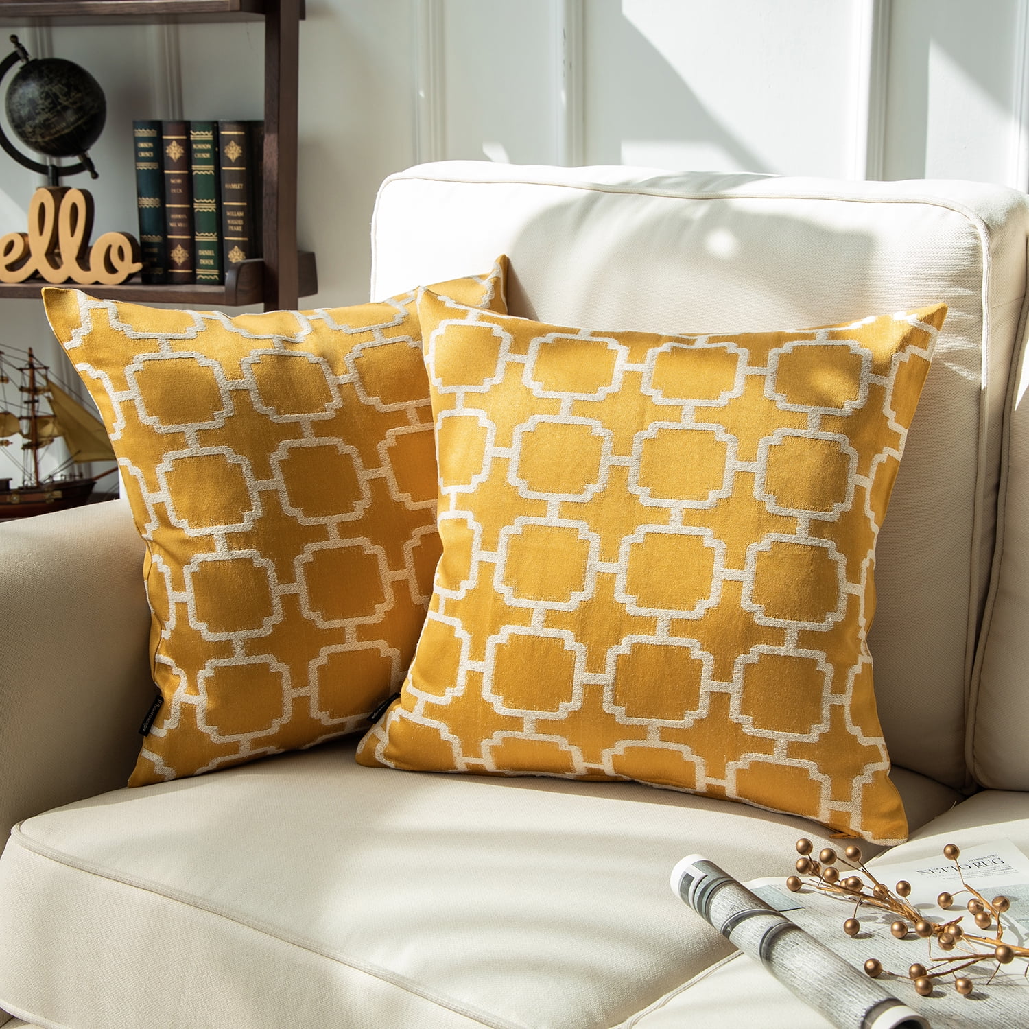 Phantoscope Cotton Jacquard Geometric Series Decorative Throw Pillow ...