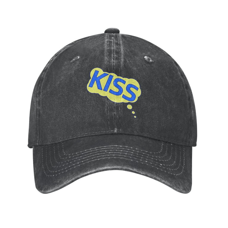 ZICANCN Kiss Love Adjustable Baseball Cap Women , Hats for Men Adult Washed  Cotton Denim Baseball Caps Fashion Black 