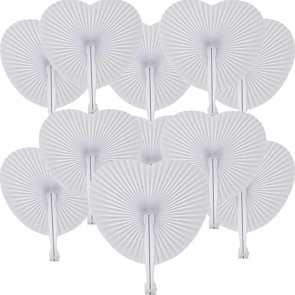 Abanicos de mano plegables Bestage White Heart Wedding, 100 paquetes